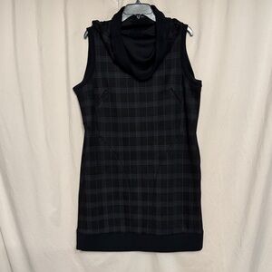 Ruti Cowl Neck Checkered Sleeveless Midi Dress, Size 3, US L, Color Black/Gray